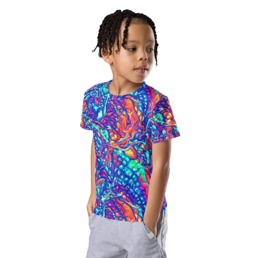Fluorescent Riptide on a Kids Crew Neck T-Shirt