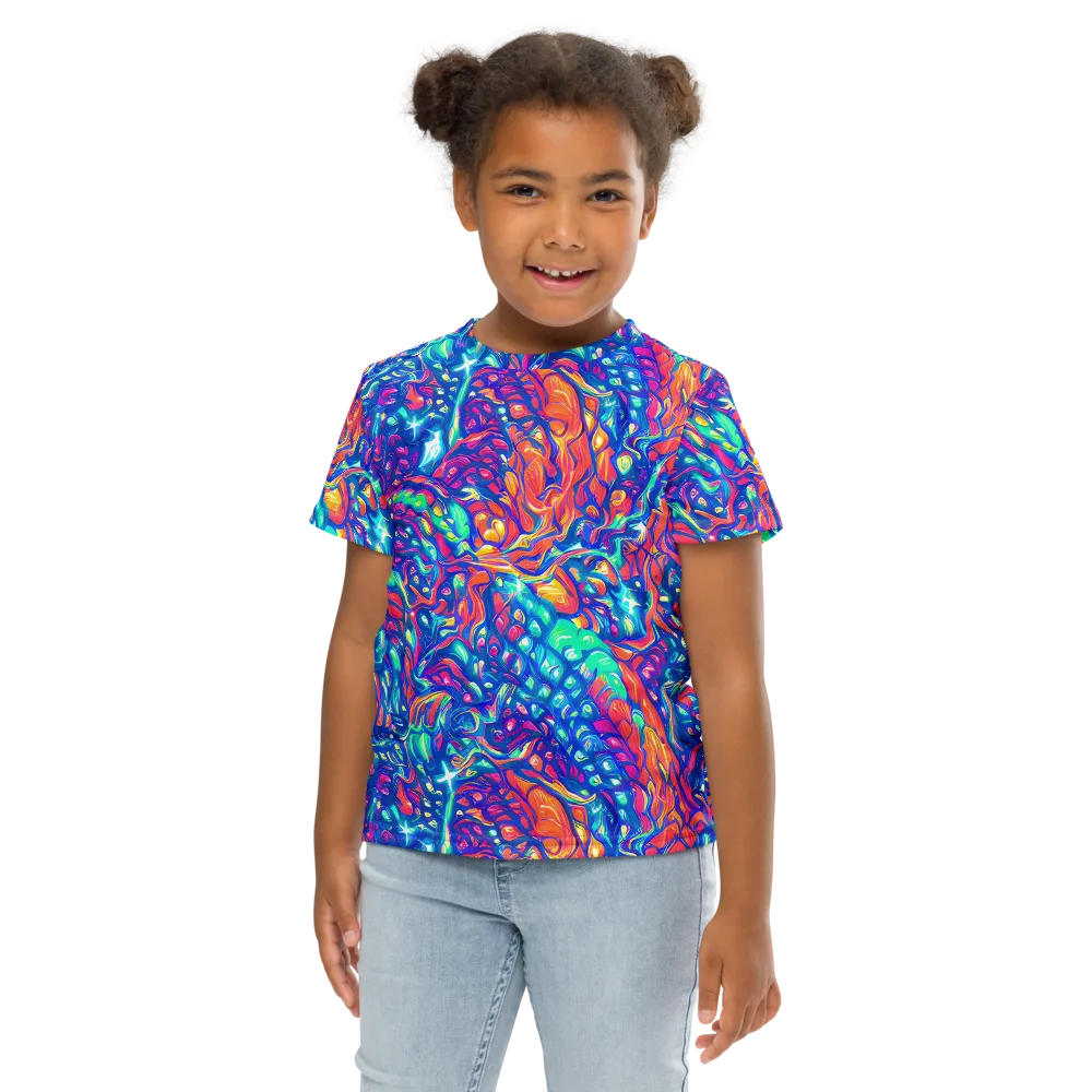 Fluorescent Riptide on Kids Crew Neck T-Shirt — Front
