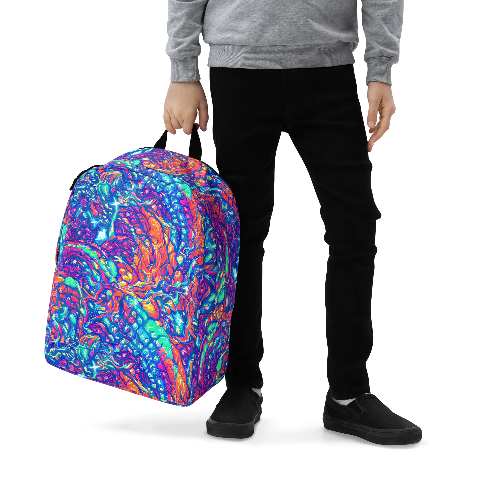 Fluorescent Riptide on Minimalist Backpack — Zoomed-in