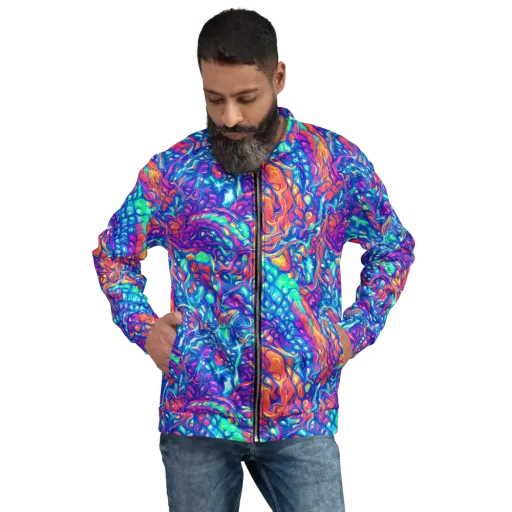 Fluorescent Riptide on a Bomber Jacket