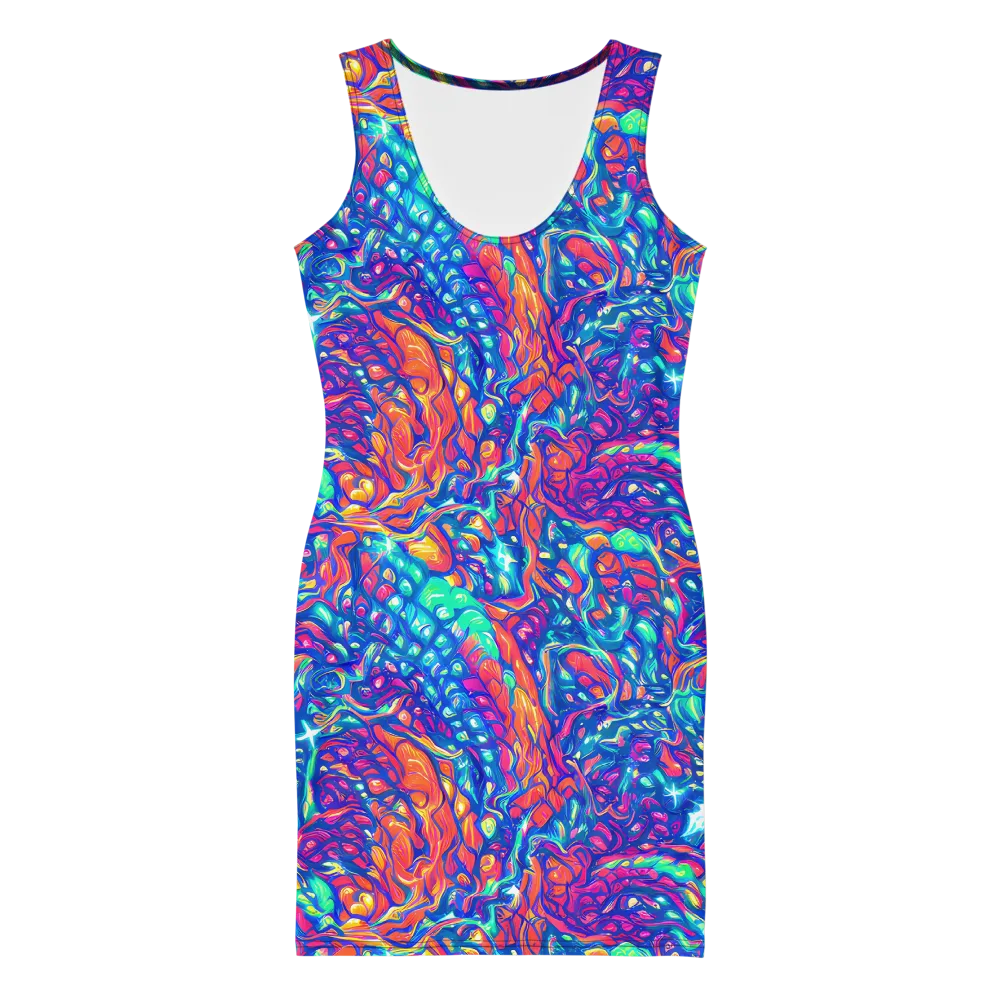 Fluorescent Riptide on Bodycon Dress — Front