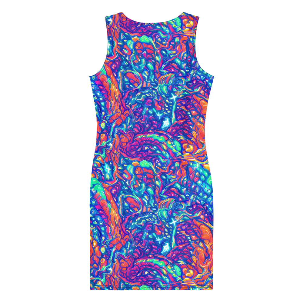 Fluorescent Riptide on Bodycon Dress — Back