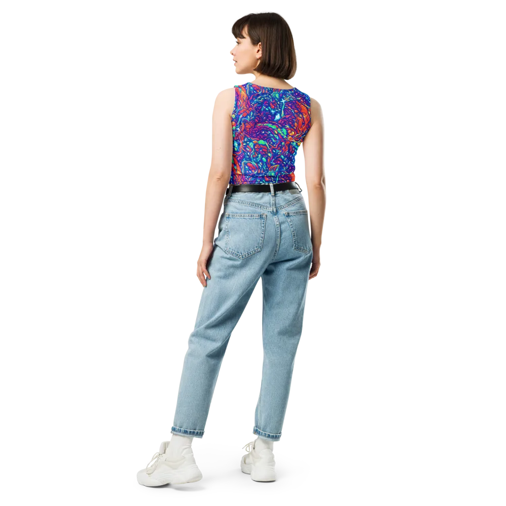 Fluorescent Riptide on Crop Top — Back