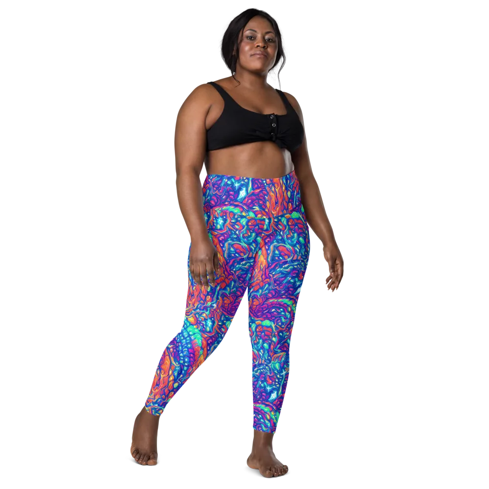 Fluorescent Riptide on Leggings with Pockets — Front