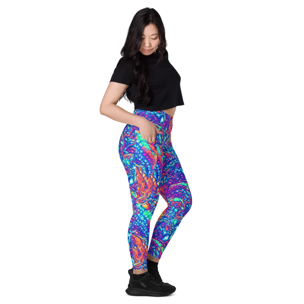 Fluorescent Riptide on Leggings with Pockets — Right
