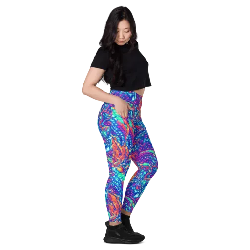 Fluorescent Riptide on a Leggings with Pockets