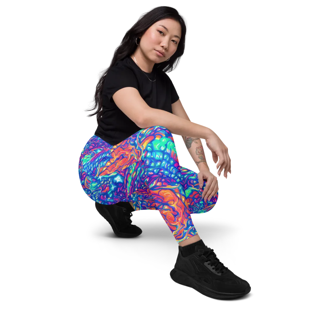 Fluorescent Riptide on Leggings with Pockets — Right Front