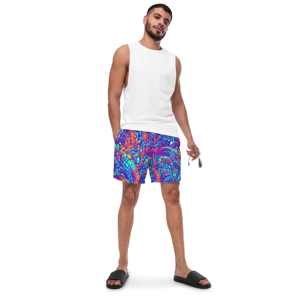Fluorescent Riptide on Swim Trunks — Front