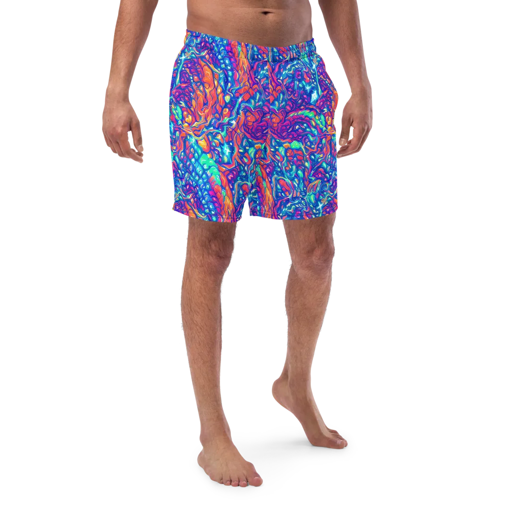 Fluorescent Riptide on Swim Trunks — Front