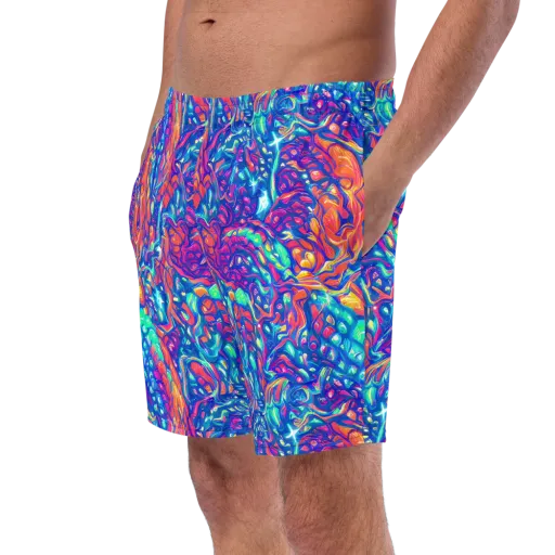 Fluorescent Riptide on a Swim Trunks