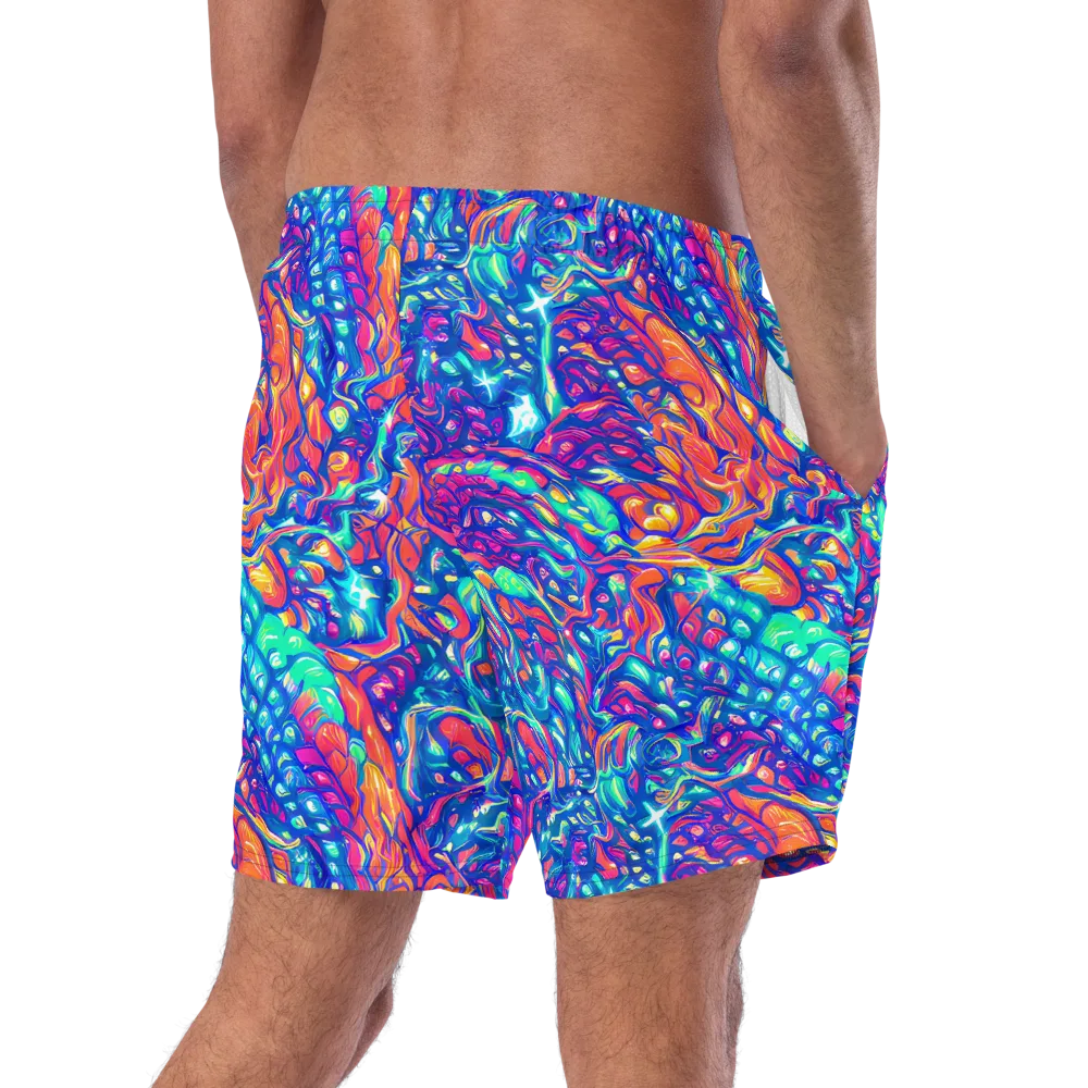 Fluorescent Riptide on Swim Trunks — Right Back