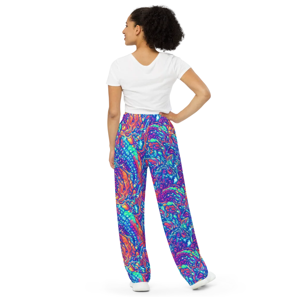 Fluorescent Riptide on Wide-Leg Pants — Back