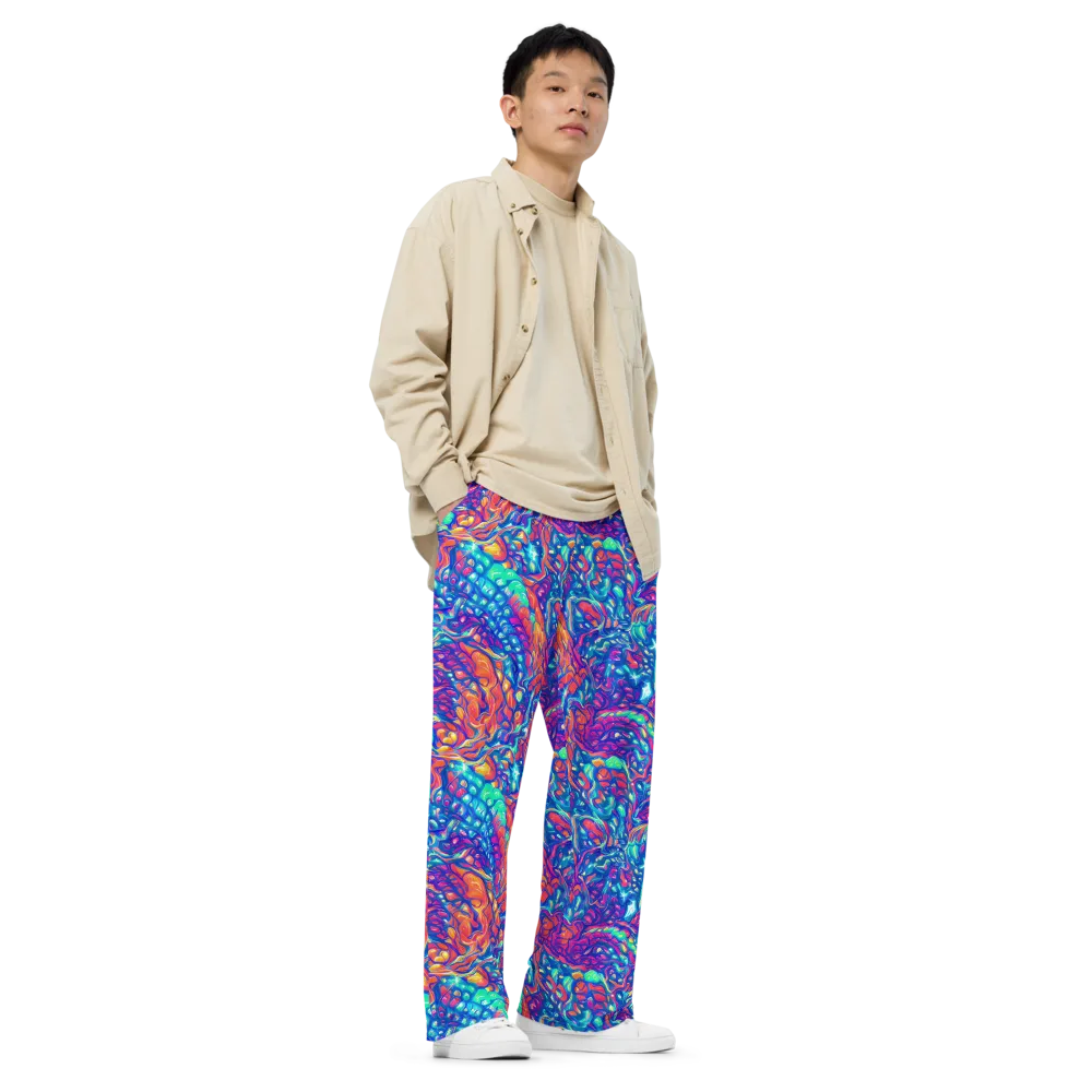 Fluorescent Riptide on Wide-Leg Pants — Right Front