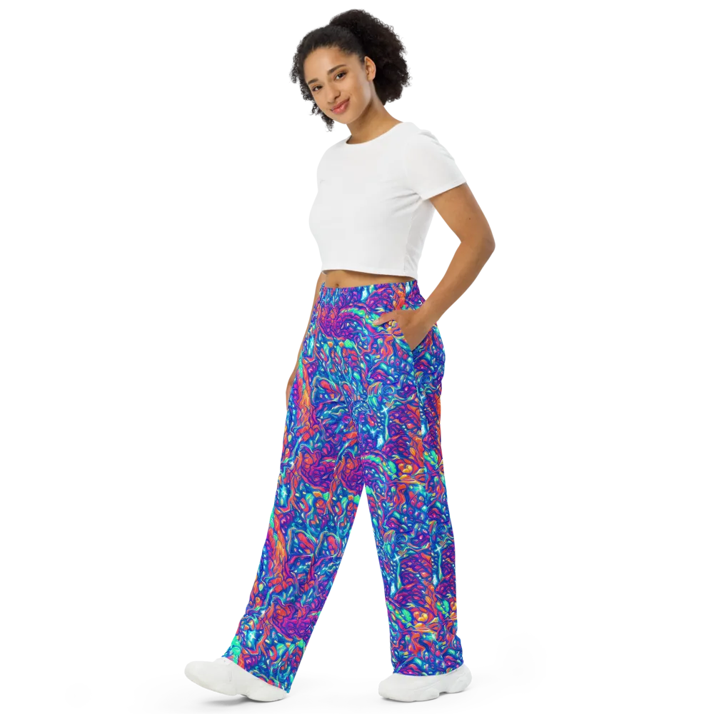 Fluorescent Riptide on Wide-Leg Pants — Left Front