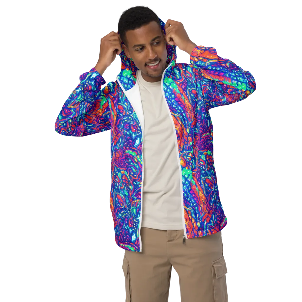 Fluorescent Riptide on Men's Windbreaker — Front