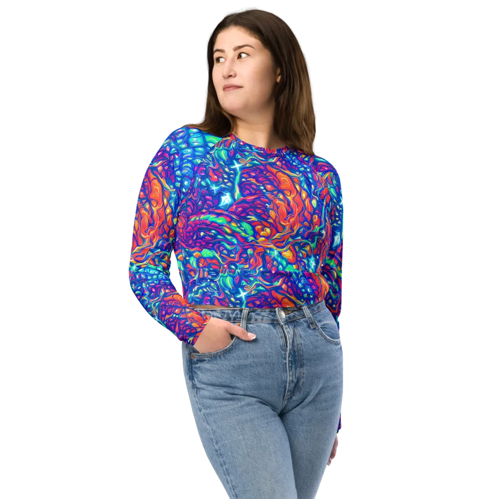 Fluorescent Riptide on Long Sleeve Crop Top — Front