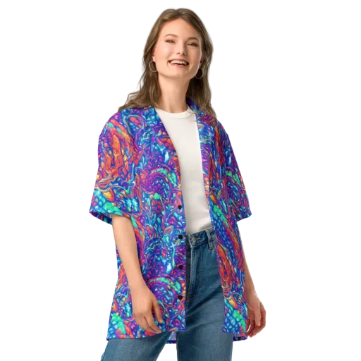 Fluorescent Riptide on a Button Shirt