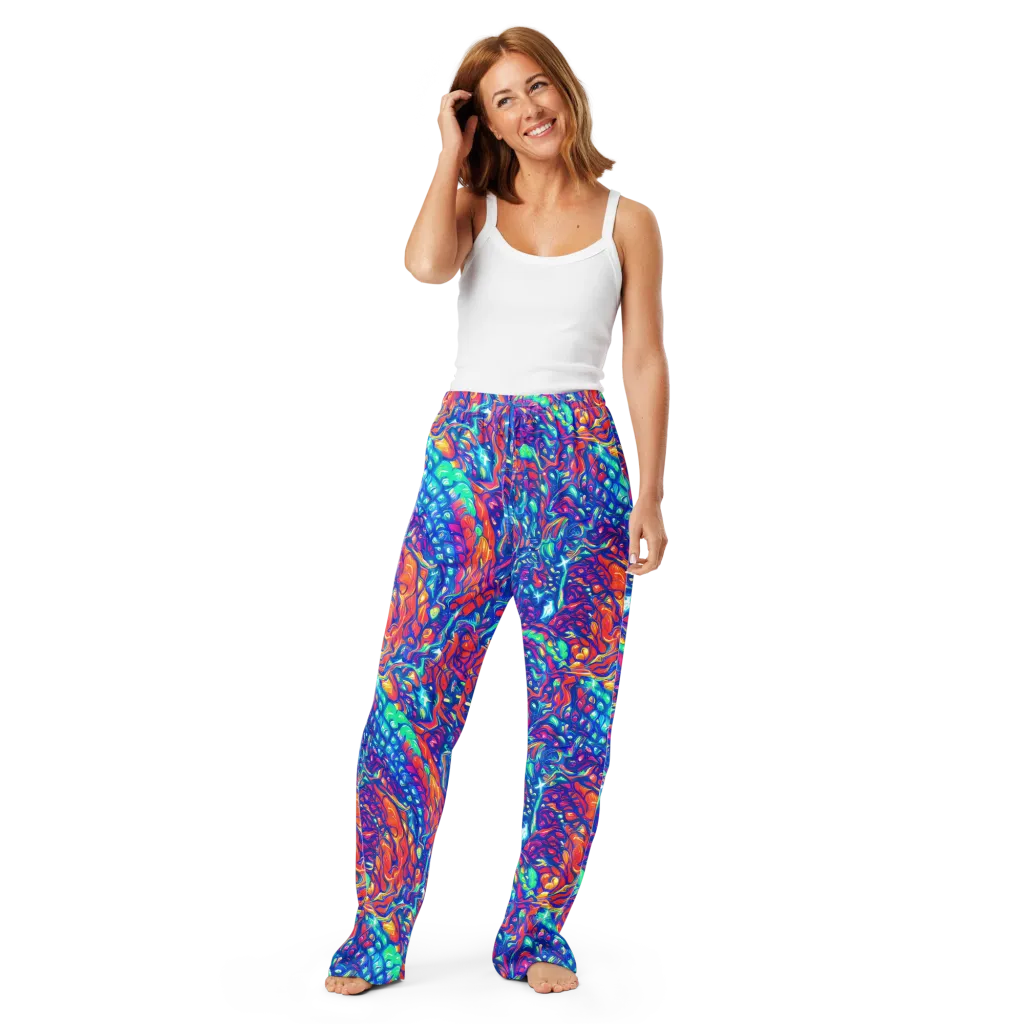 Fluorescent Riptide on Women's Pajama Pants — Front
