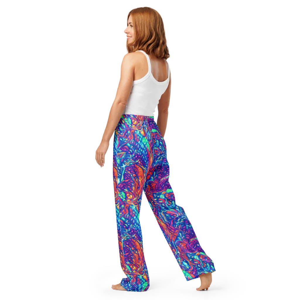 Fluorescent Riptide on Women's Pajama Pants — Back
