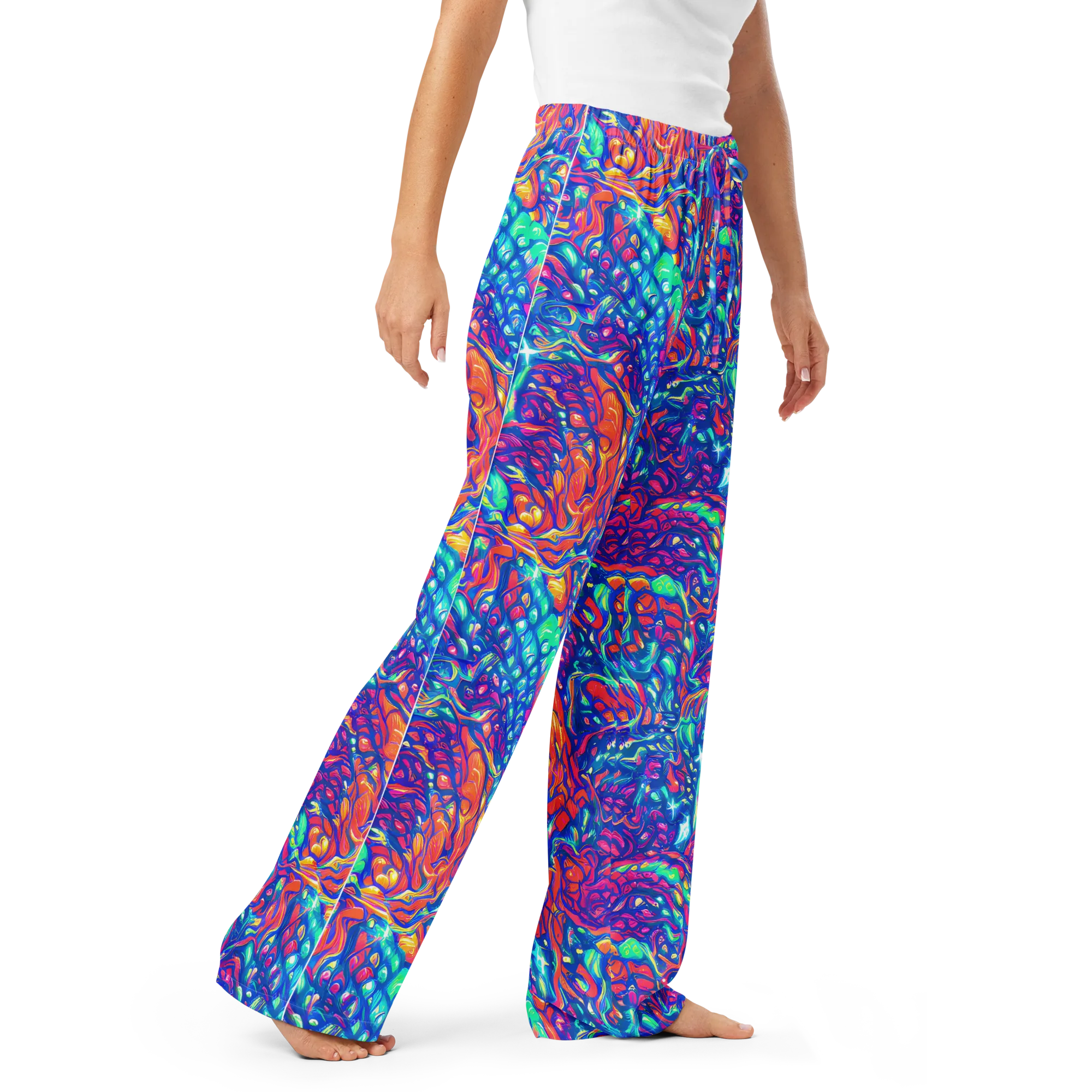 Fluorescent Riptide on Women's Pajama Pants — Right Front
