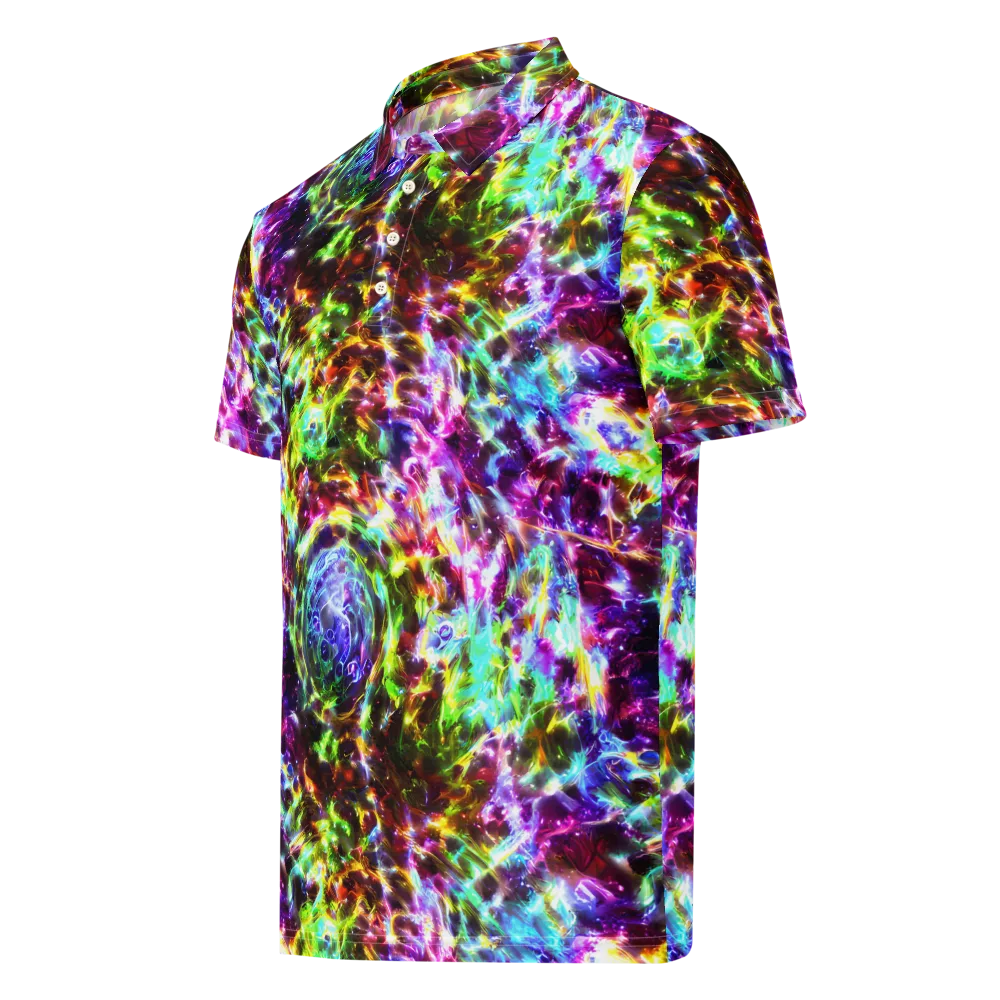 Galaxy Afterglow on Men's Slim Fit Polo Shirt — Left Front