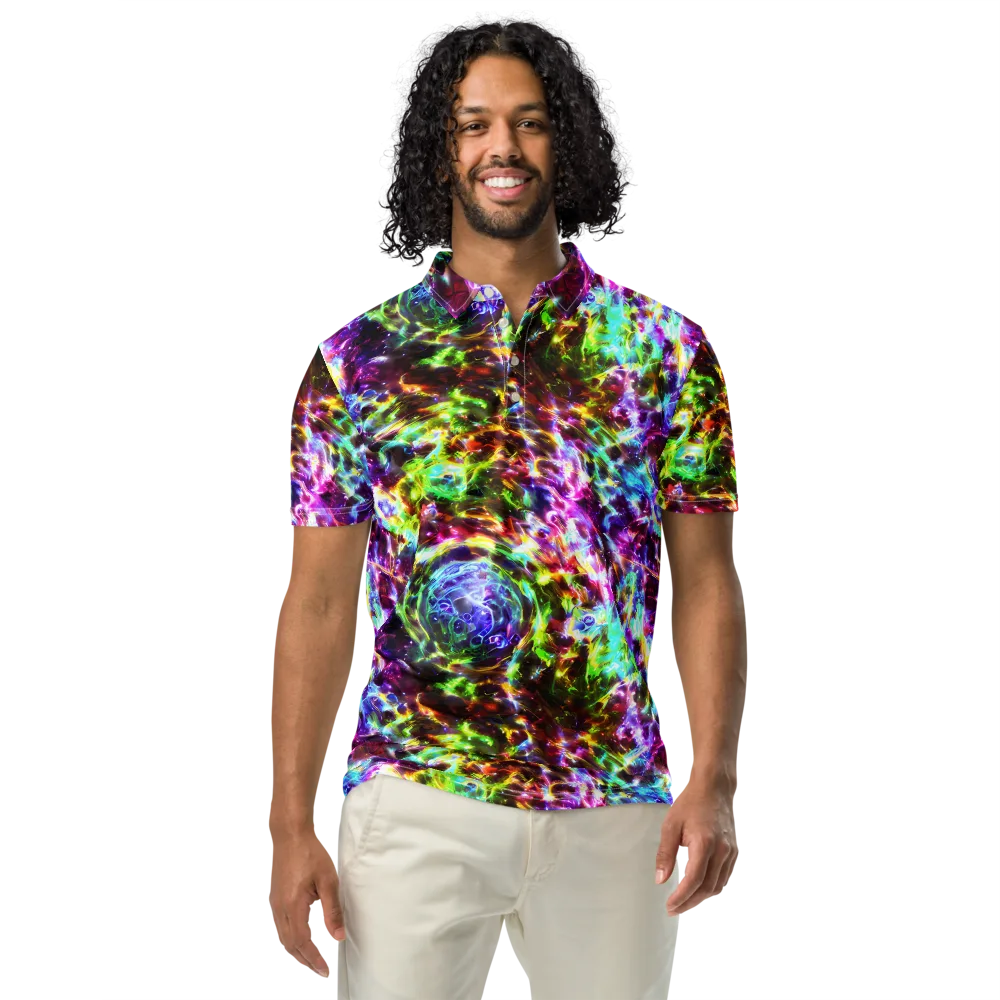 Galaxy Afterglow on Men's Slim Fit Polo Shirt — Front