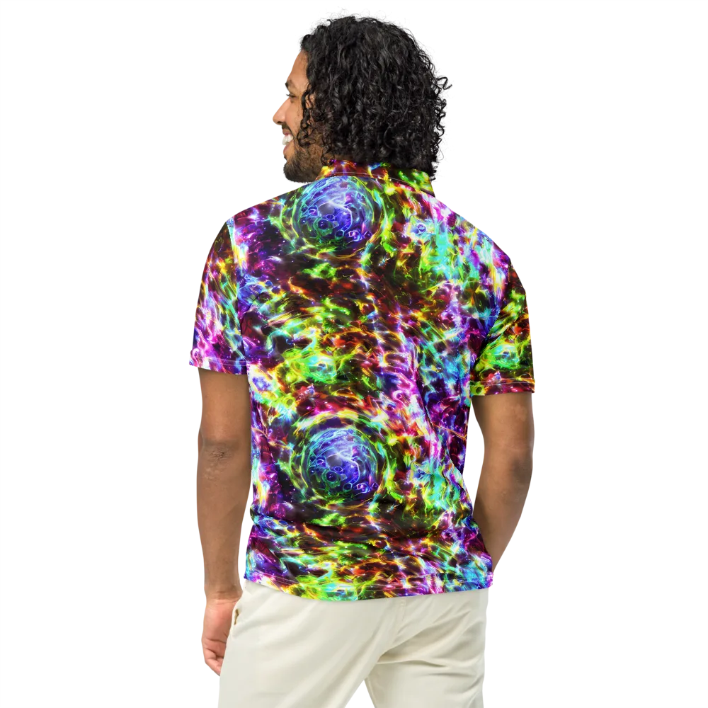 Galaxy Afterglow on Men's Slim Fit Polo Shirt — Back
