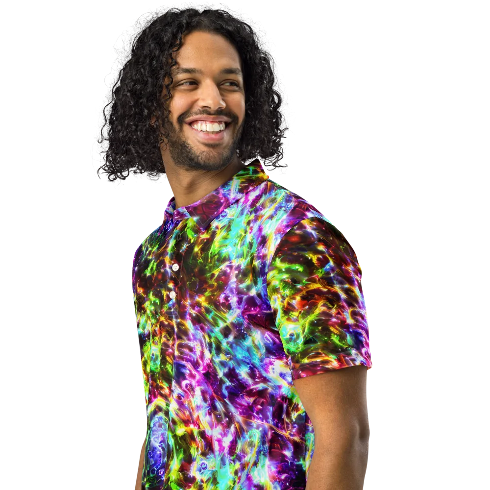 Galaxy Afterglow on Men's Slim Fit Polo Shirt — Left Front