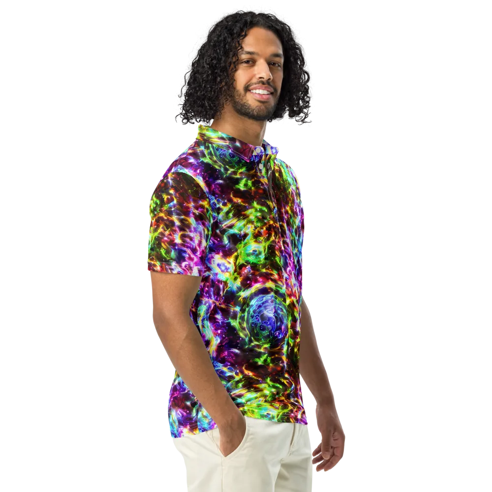 Galaxy Afterglow on Men's Slim Fit Polo Shirt — Right Front