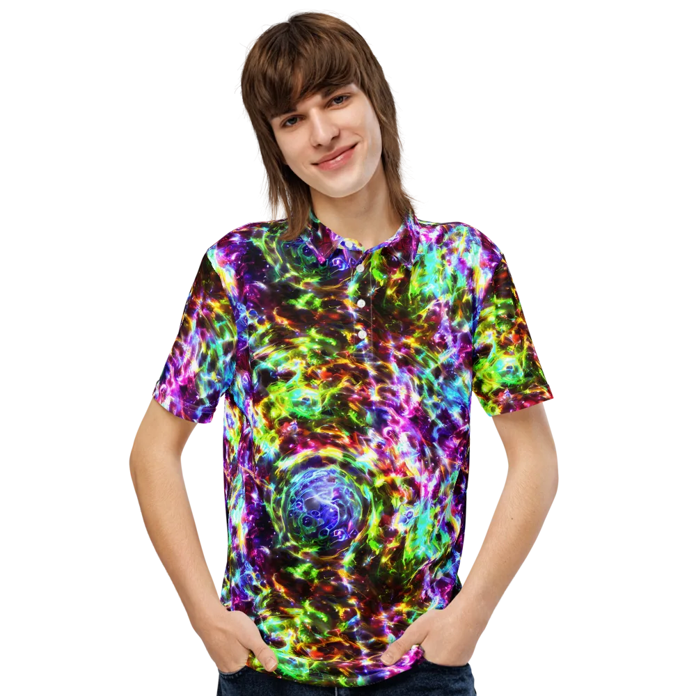 Galaxy Afterglow on Men's Slim Fit Polo Shirt — Front