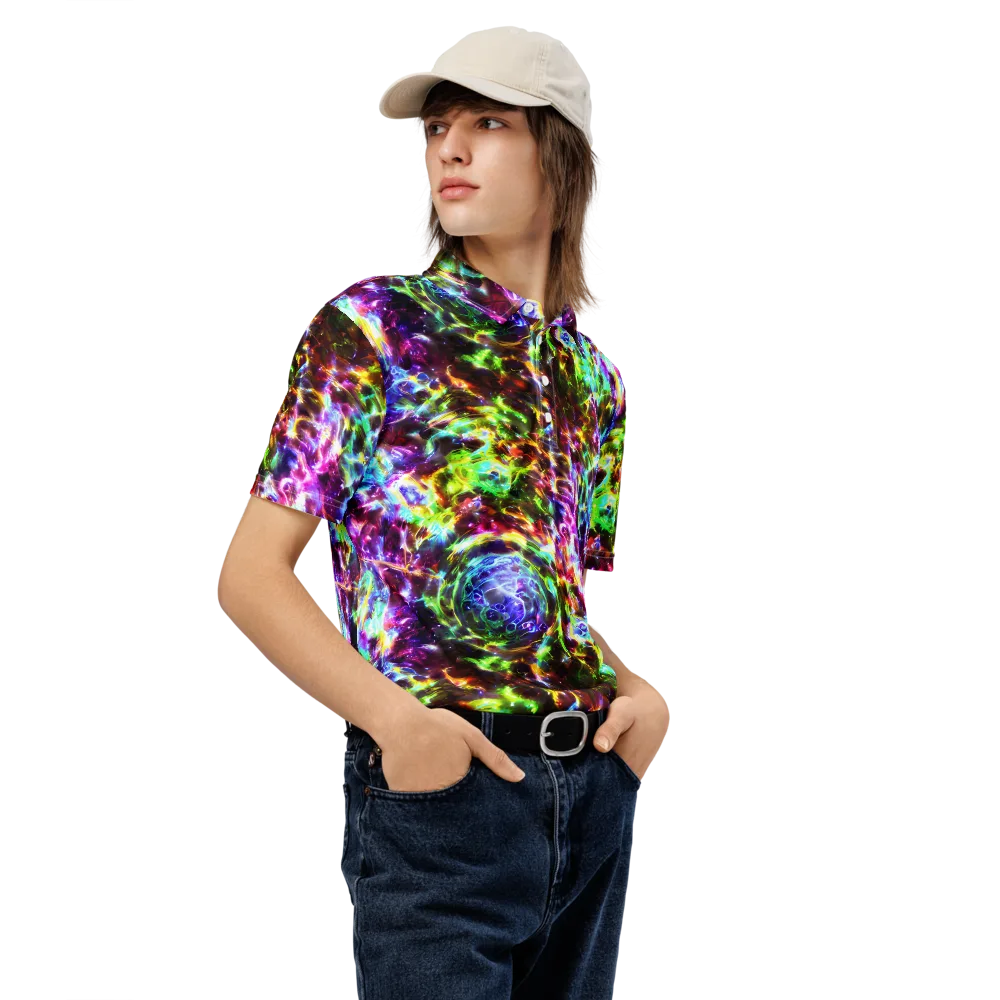 Galaxy Afterglow on Men's Slim Fit Polo Shirt — Right Front