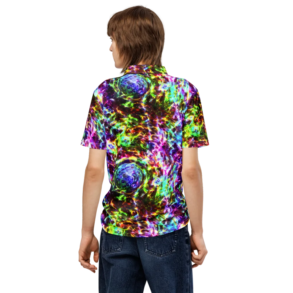 Galaxy Afterglow on Men's Slim Fit Polo Shirt — Back