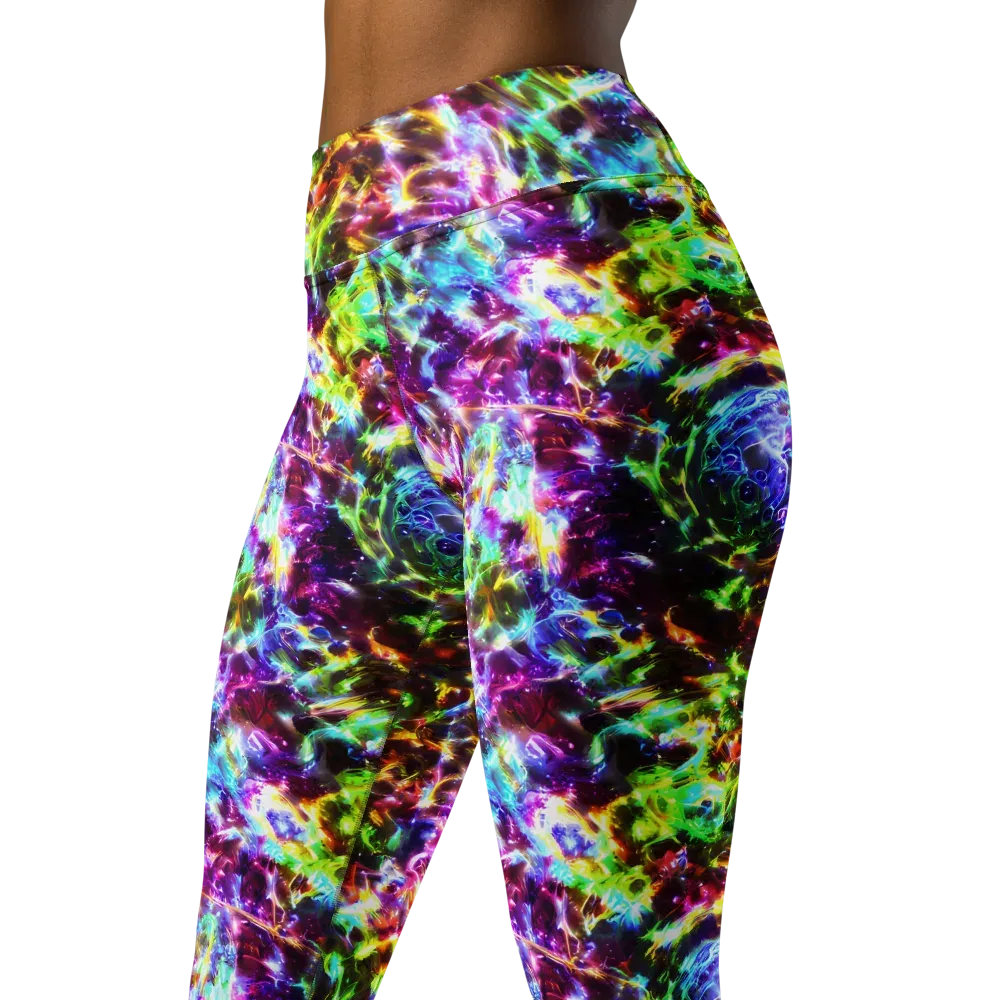Galaxy Afterglow on Yoga Leggings — Left Front