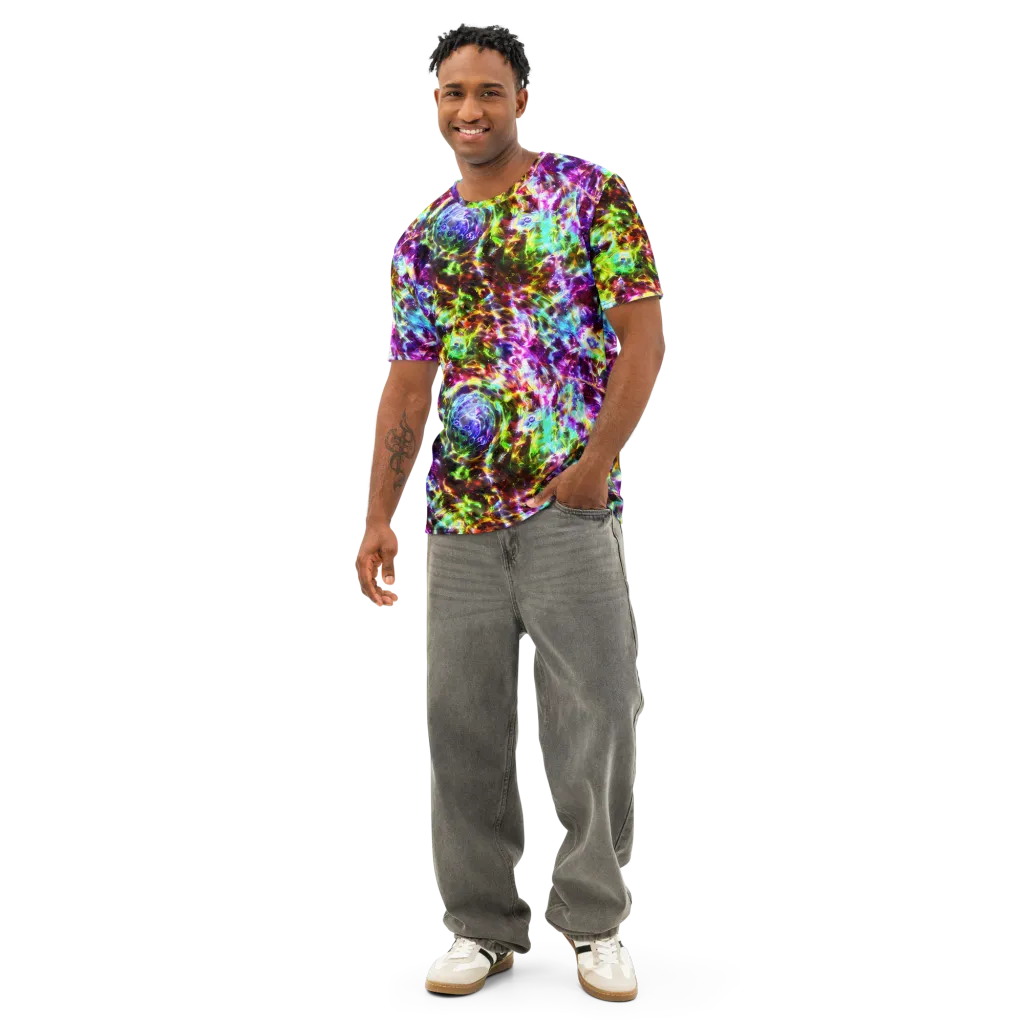 Galaxy Afterglow on Men's Cotton Crew Neck T-Shirt — Front