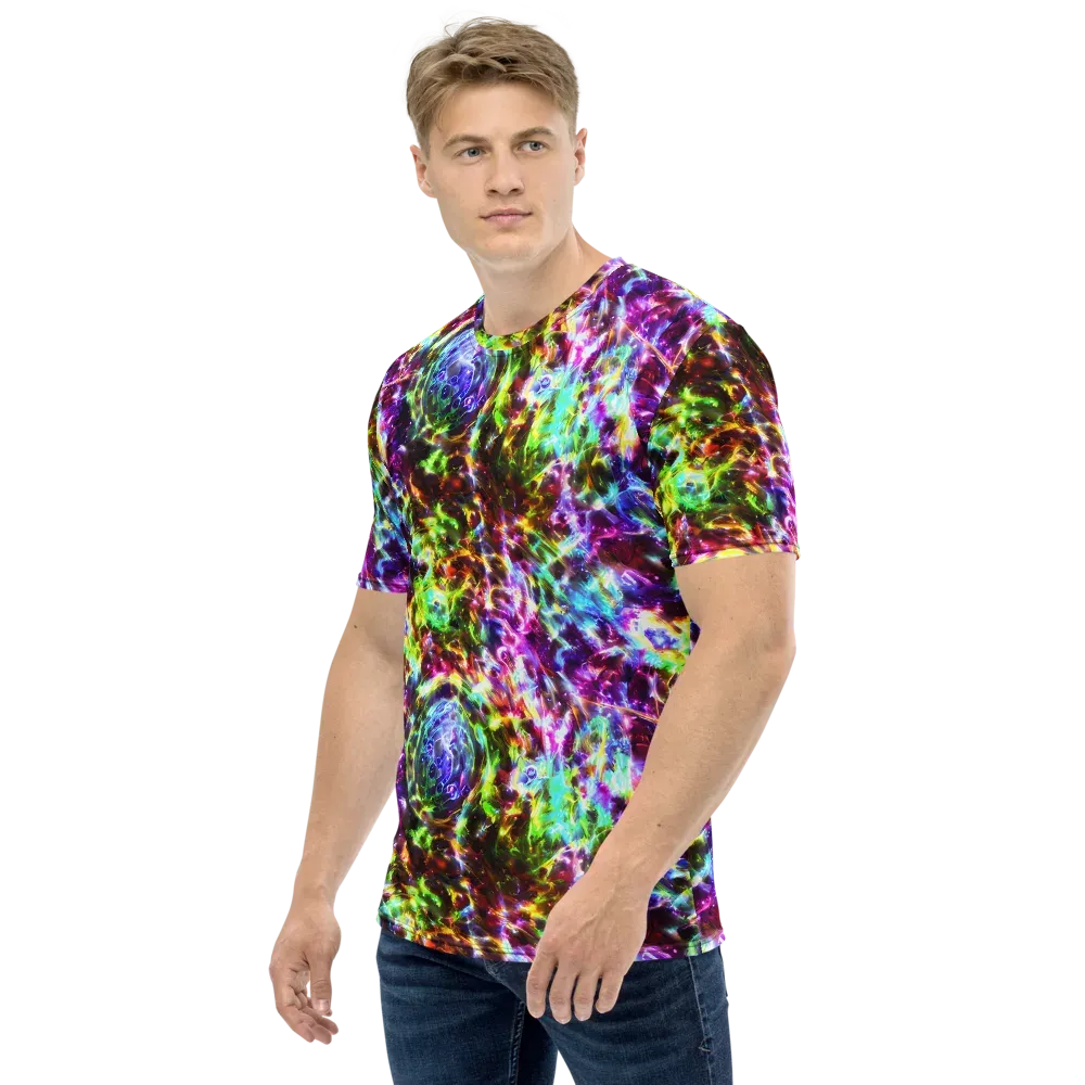 Galaxy Afterglow on Men's Crew Neck T-Shirt — Left
