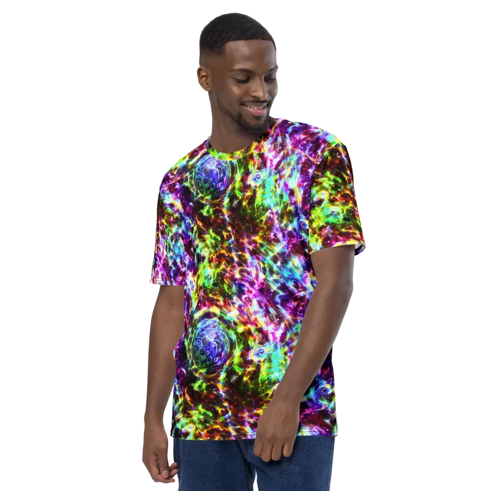 Galaxy Afterglow on Men's Crew Neck T-Shirt — Left