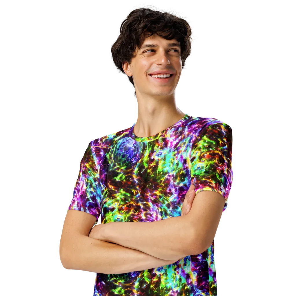 Galaxy Afterglow on Men's Crew Neck T-Shirt — Left Front
