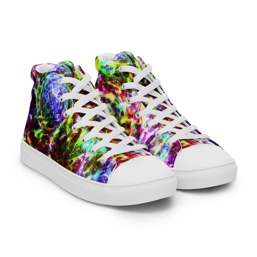 Galaxy Afterglow on Men's High Top Canvas Shoes — Right Front
