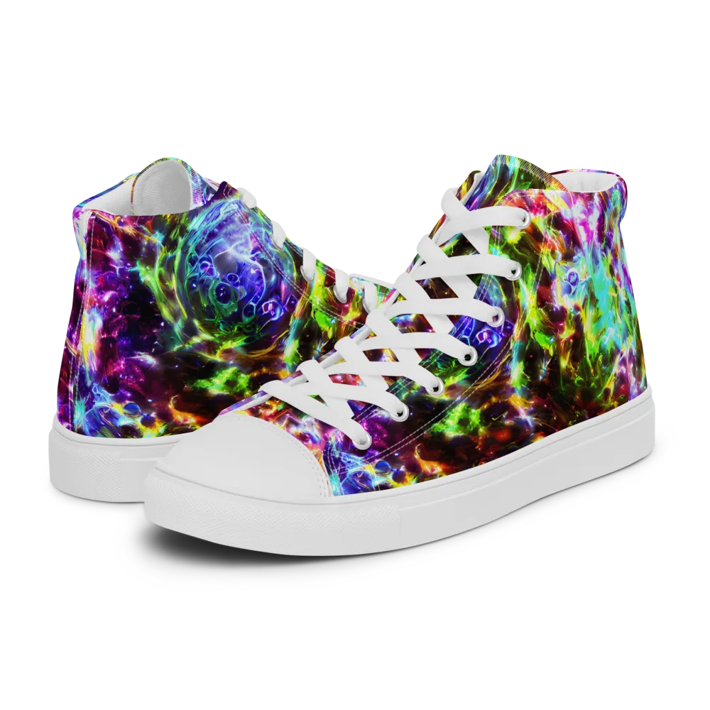 Galaxy Afterglow on Men's High Top Canvas Shoes — Left