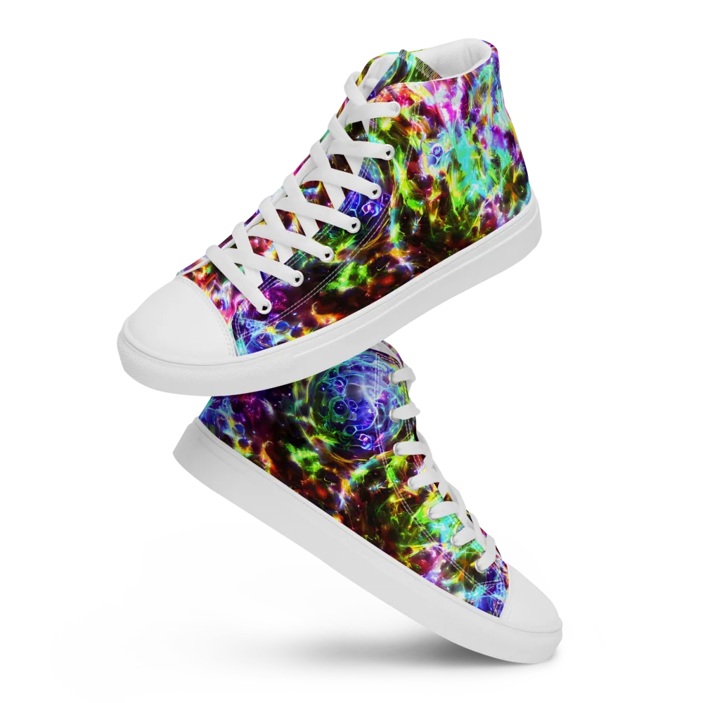 Galaxy Afterglow on Men's High Top Canvas Shoes — Front