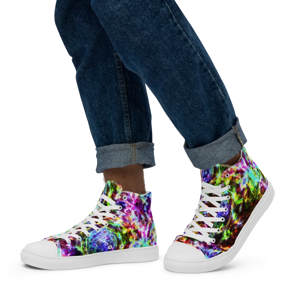 Galaxy Afterglow on Men's High Top Canvas Shoes — Left