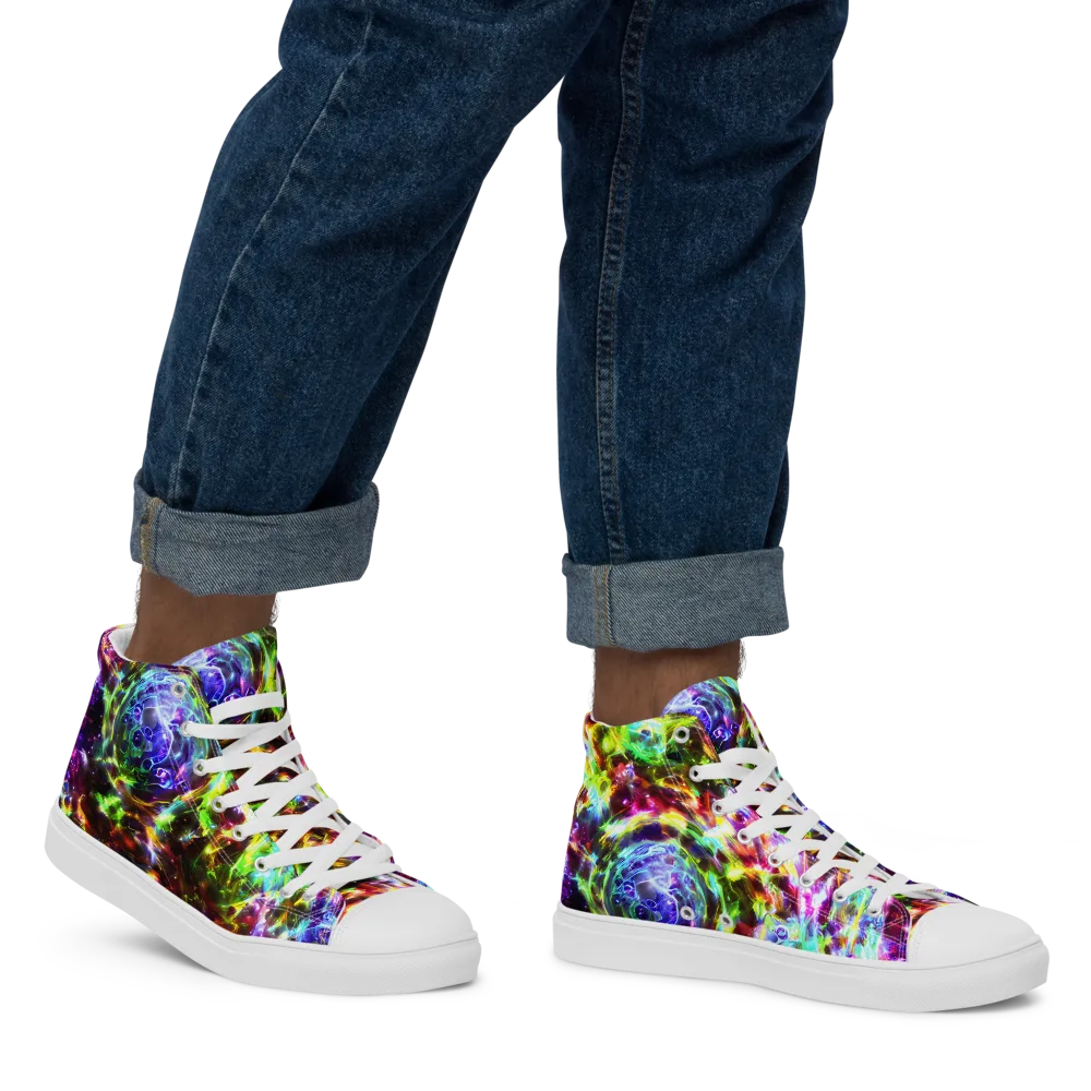 Galaxy Afterglow on Men's High Top Canvas Shoes — Right