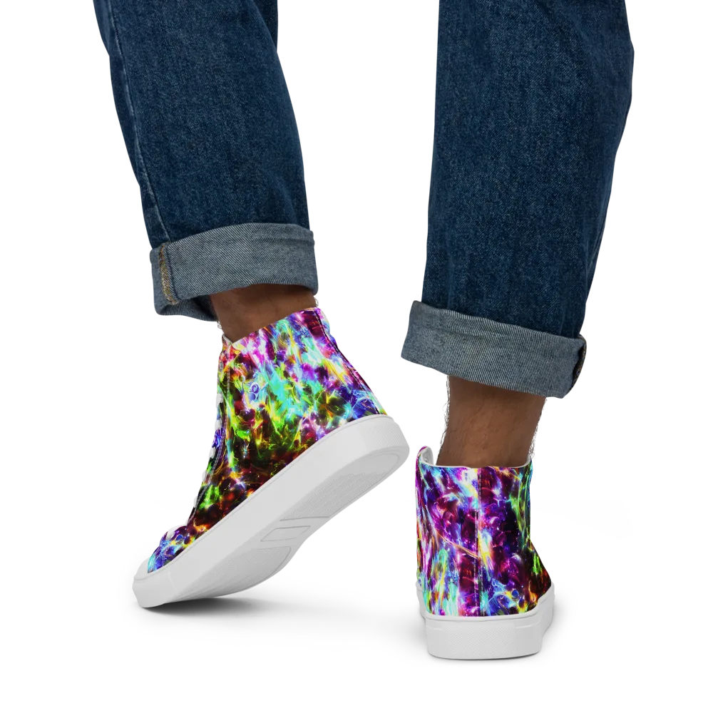 Galaxy Afterglow on Men's High Top Canvas Shoes — Back