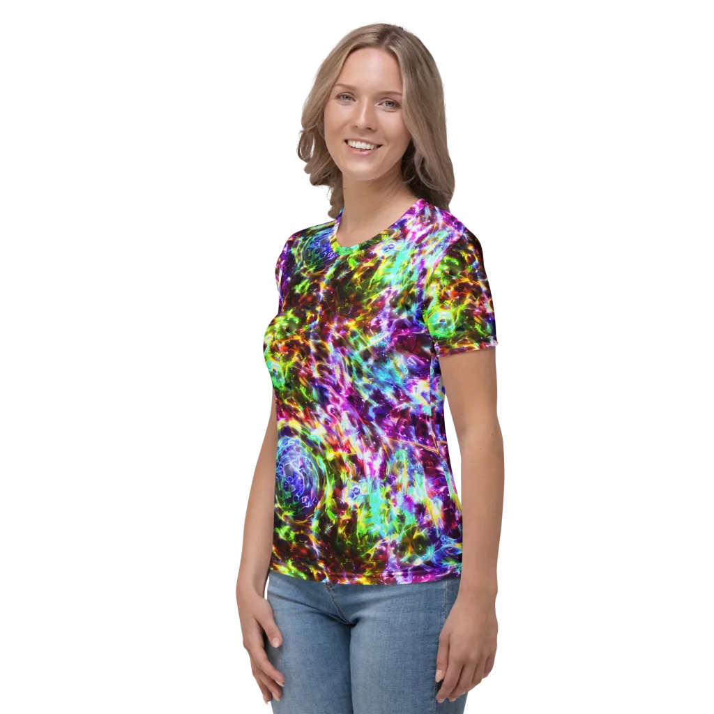 Galaxy Afterglow on Women's Crew Neck T-Shirt — Left