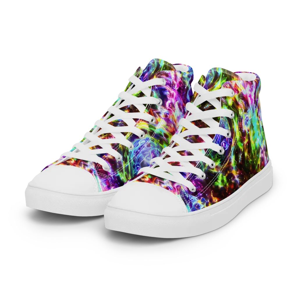 Galaxy Afterglow on Women's High Top Canvas Shoes — Left Front