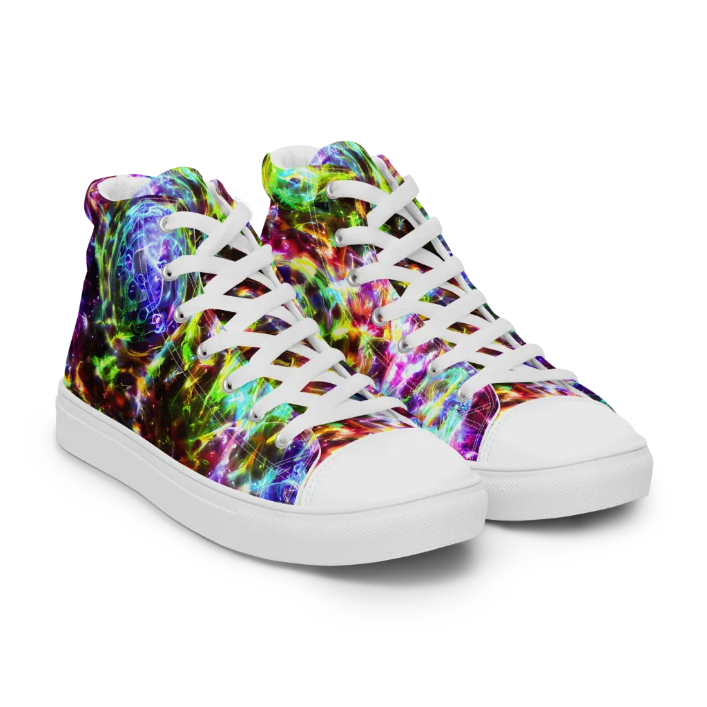 Galaxy Afterglow on Women's High Top Canvas Shoes — Right Front