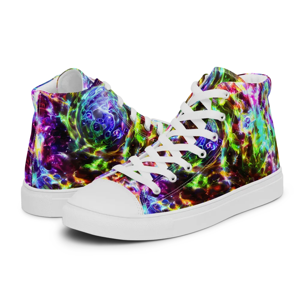 Galaxy Afterglow on Women's High Top Canvas Shoes — Left