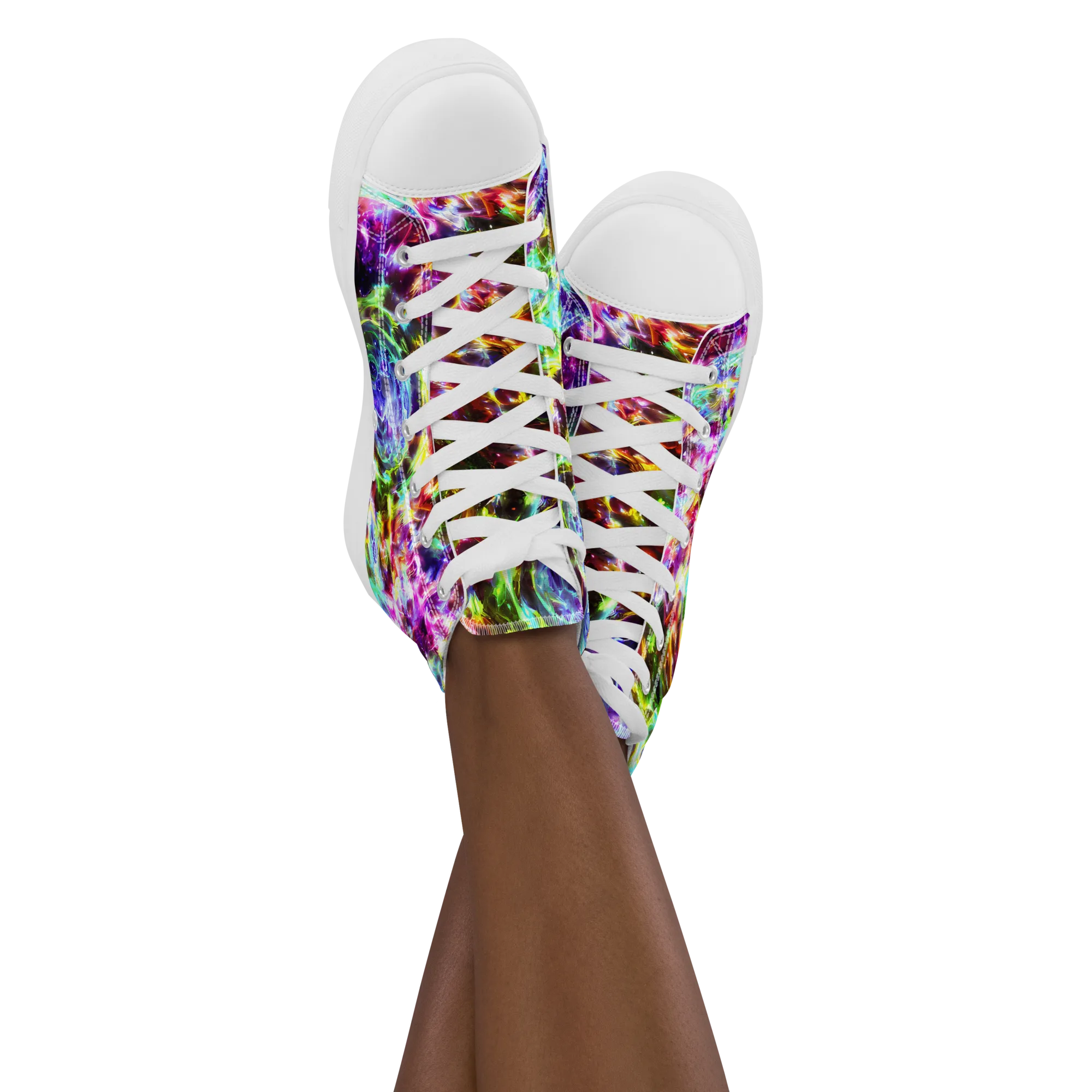 Galaxy Afterglow on Women's High Top Canvas Shoes — Front