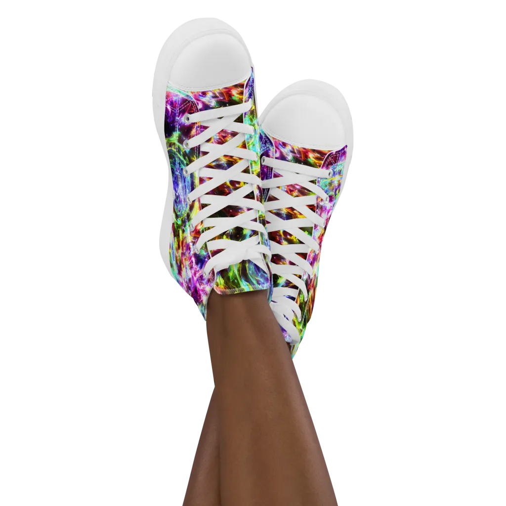 Galaxy Afterglow on Women's High Top Canvas Shoes — Front