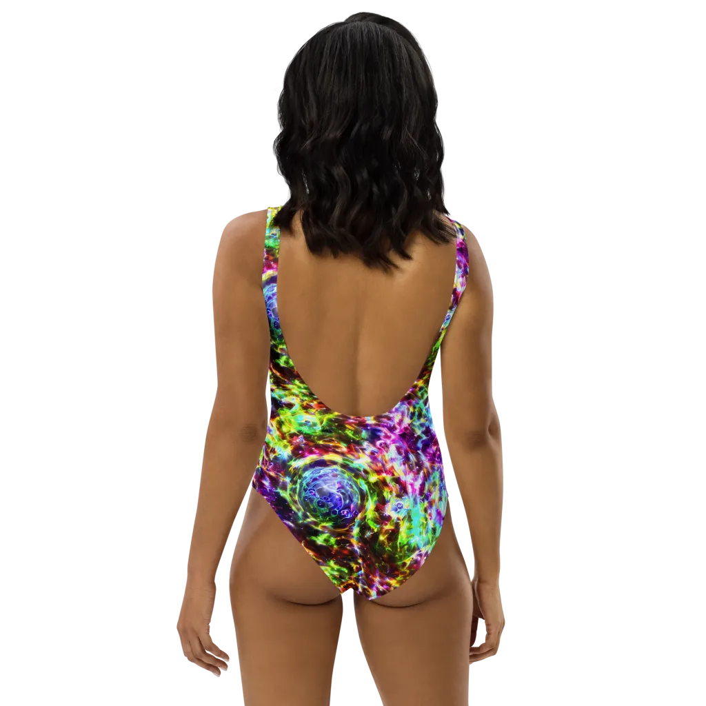 Galaxy Afterglow on One-Piece Swimsuit — Back